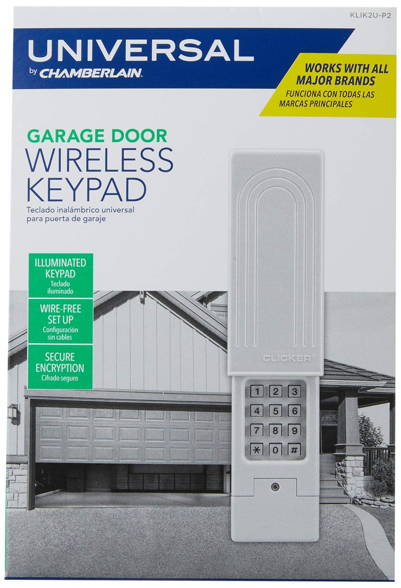 CHAMBERLAIN Clicker Keyless Entry KLIK2U-P2, Works with Chamberlain, LiftMaster, Craftsman, Genie and More, Security +2.0 Compatible Garage Door Opener Keypad, White - Image 1